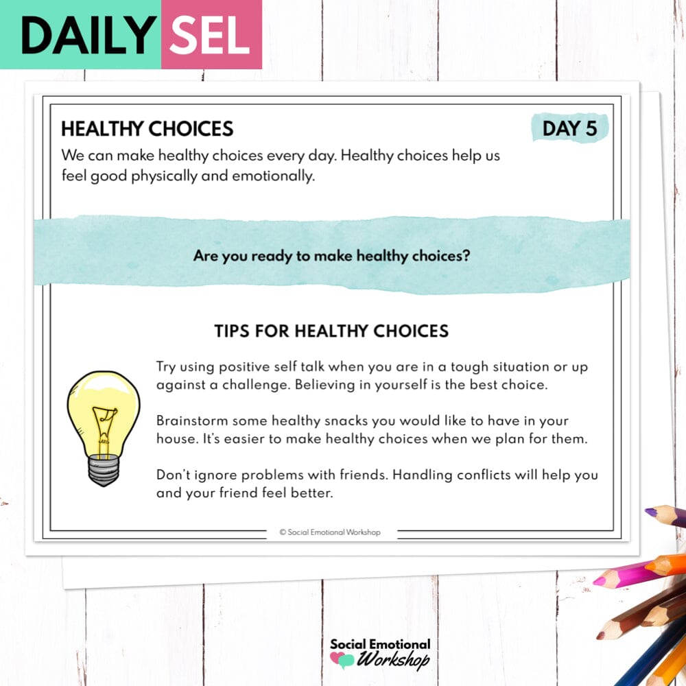 Healthy Choices Social Emotional Learning Activities - SEL for Distance Learning Media Social Emotional Workshop
