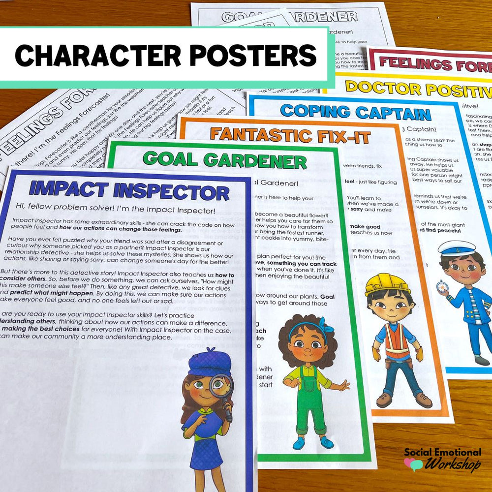 Helper Squad Posters - CBT-Based Elementary School Counseling Series Social Emotional Workshop