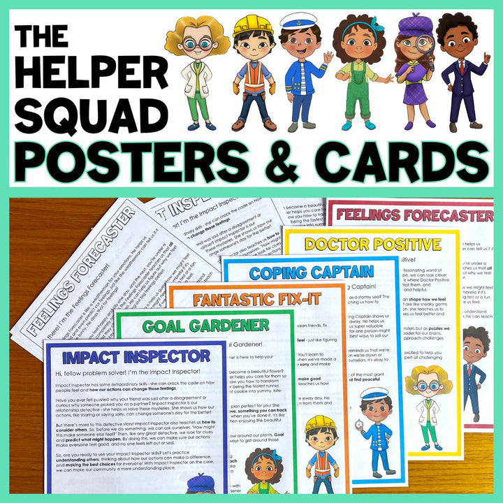 Helper Squad Posters - CBT-Based Elementary School Counseling Series Social Emotional Workshop
