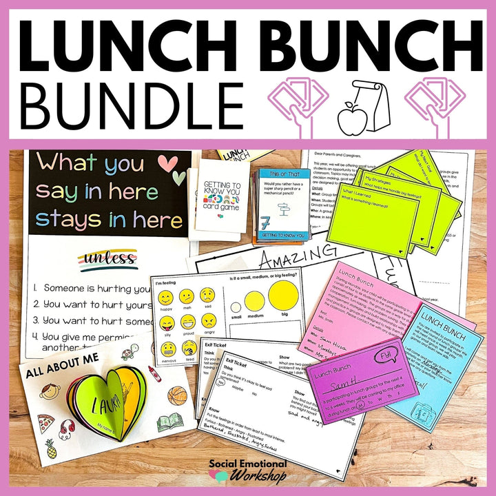 Lunch Bunch Bundle: Conversation Game, All About Me & Low Prep Activities Media Social Emotional Workshop