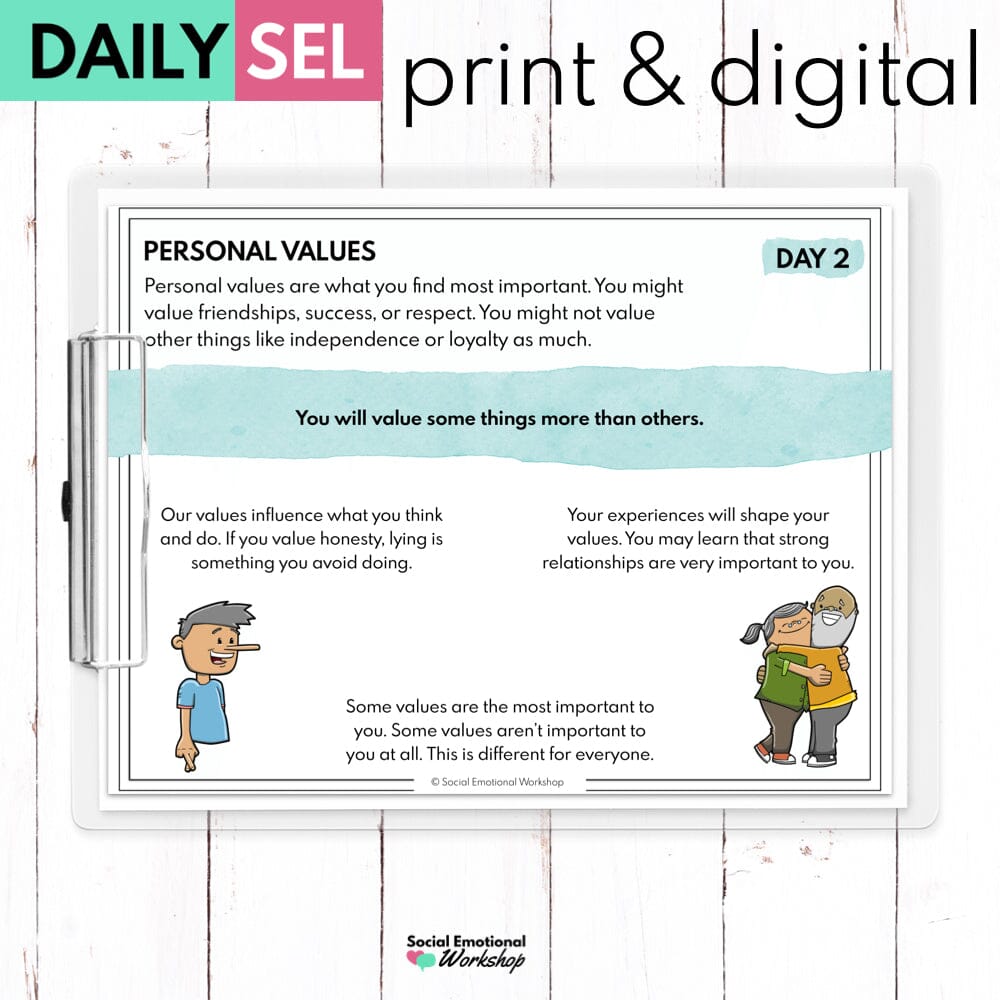 Personal Values Social Emotional Learning Activities - SEL for Distance Learning Media Social Emotional Workshop