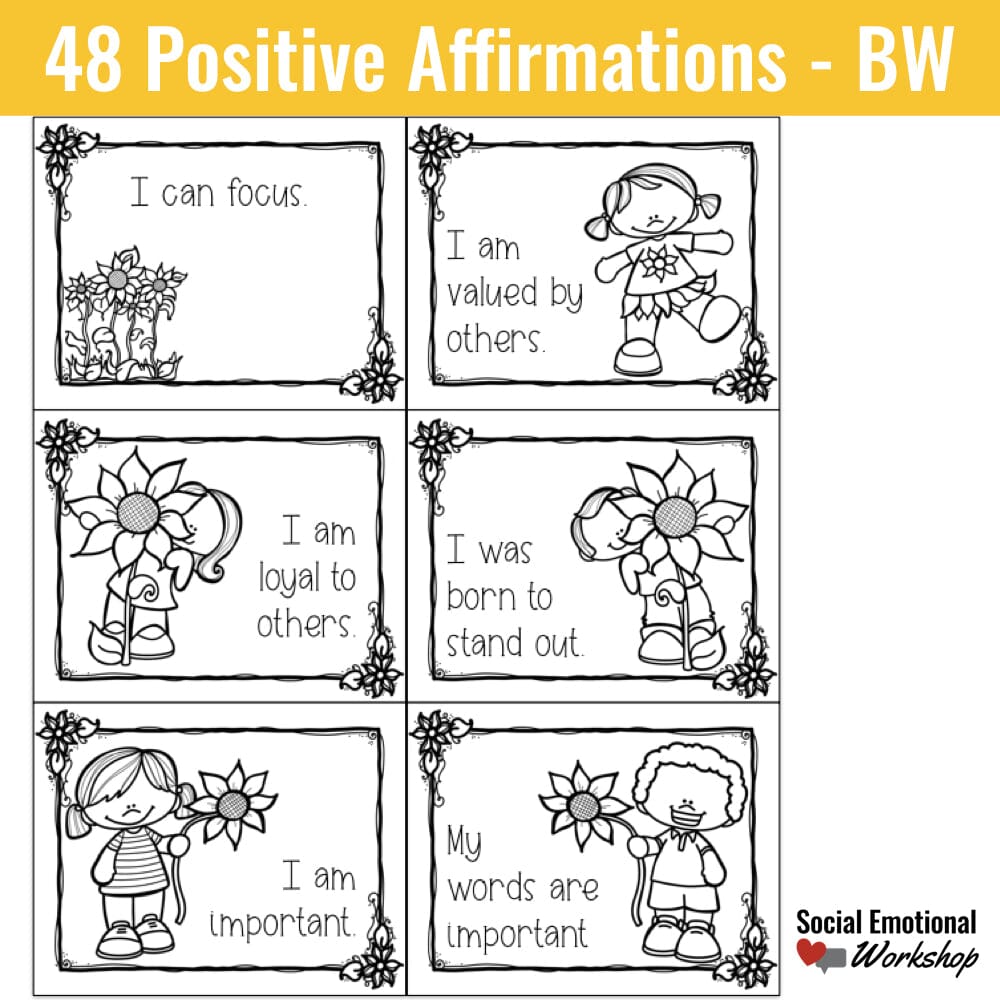 Positive Affirmation Cards for Positive Thinking and Healthy Self-Esteem Media Social Emotional Workshop