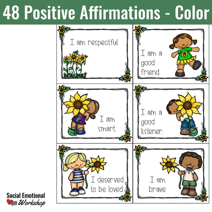 Positive Affirmation Cards for Positive Thinking and Healthy Self-Esteem Media Social Emotional Workshop