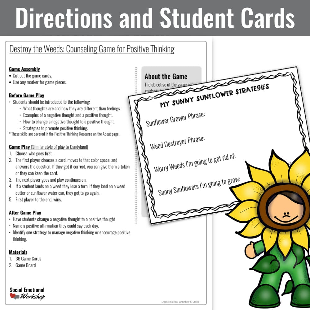 Think Positive Game Positive Thinking Game for Small Group School Counseling – Social ...