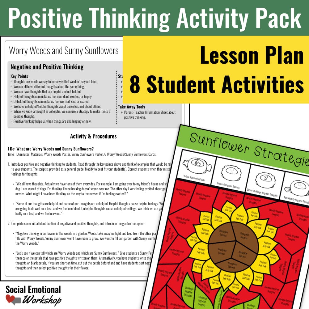 Positive Thinking Lesson, Game, and Activity Bundle Media Social Emotional Workshop
