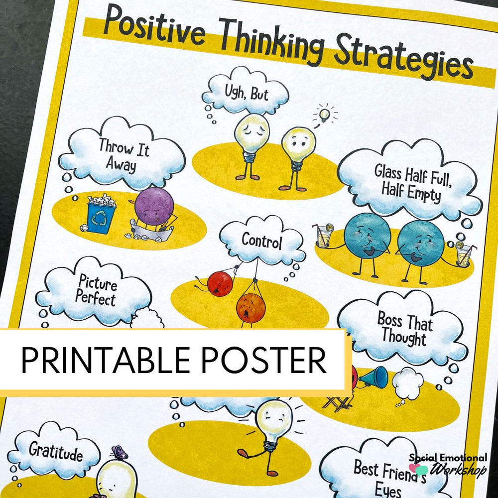 Positive Thinking Strategies Poster Social Emotional Workshop