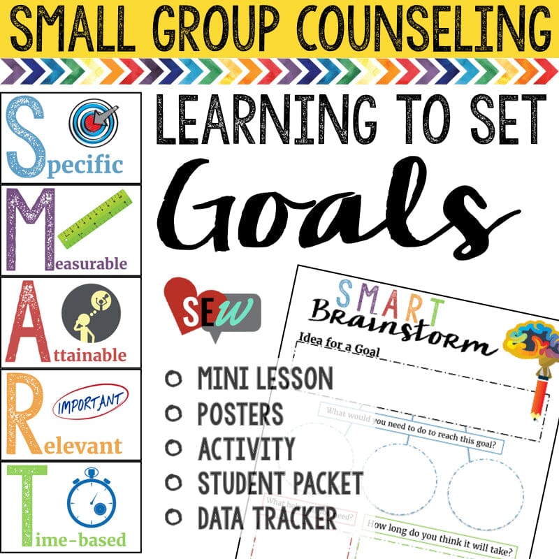 Setting Goals: Lesson, Posters, Activity, Goal Sheets, Data Tracker Media Social Emotional Workshop